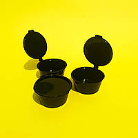 Соусник одноразовый пластиковый с откидной крышкой черный, 50 мл (кратность заказа - 50 шт)