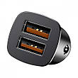 Автомобільний ЗП Baseus Square Metal QC 3.0 30 W 2 USB black, фото 6