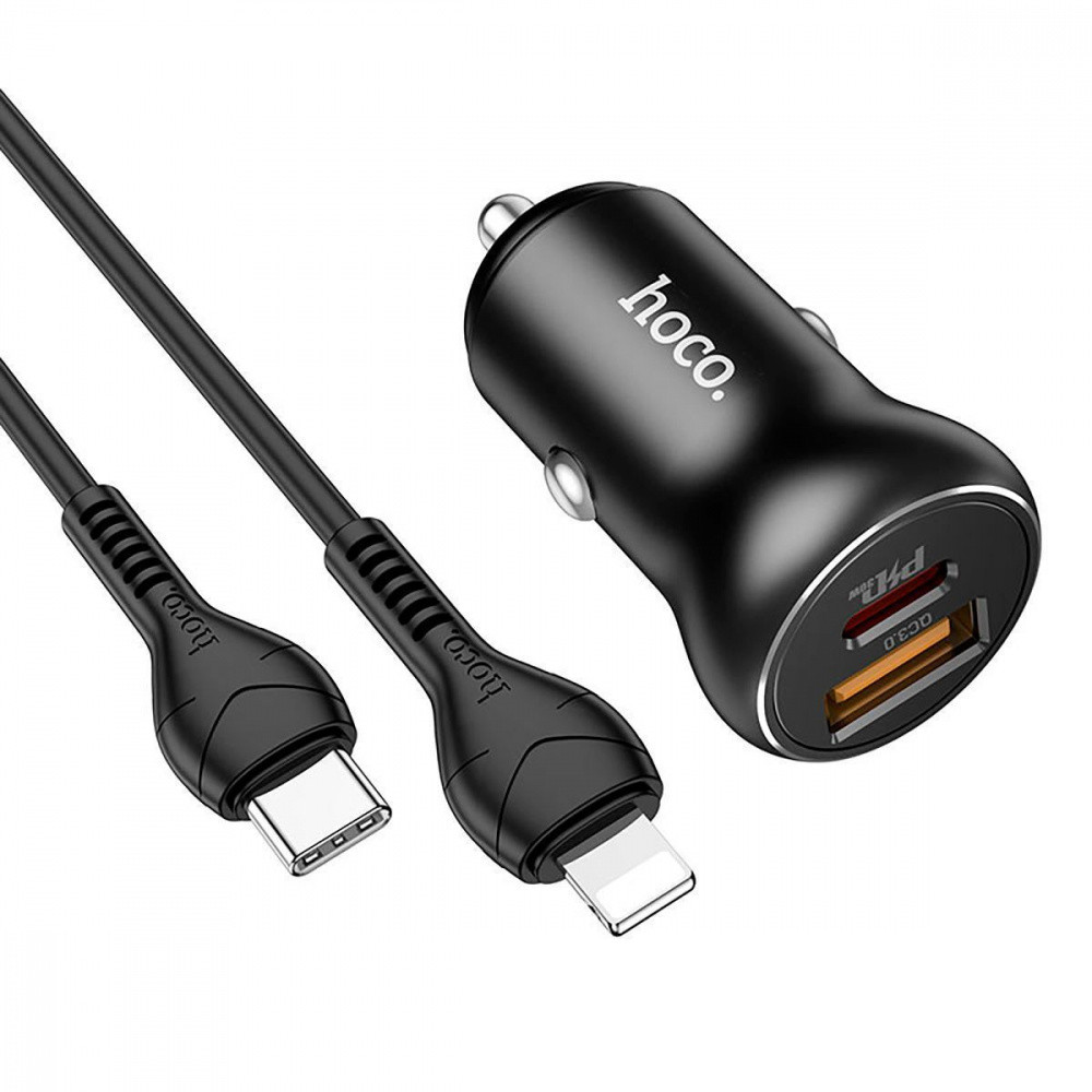 Автомобільний ЗП Hoco NZ5 PD30W+QC3.0 black