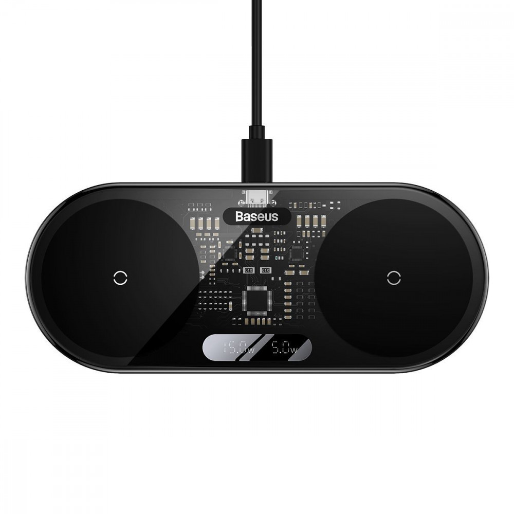 Бездротовий ЗП Baseus Digital LED Display 2in1 20 W black