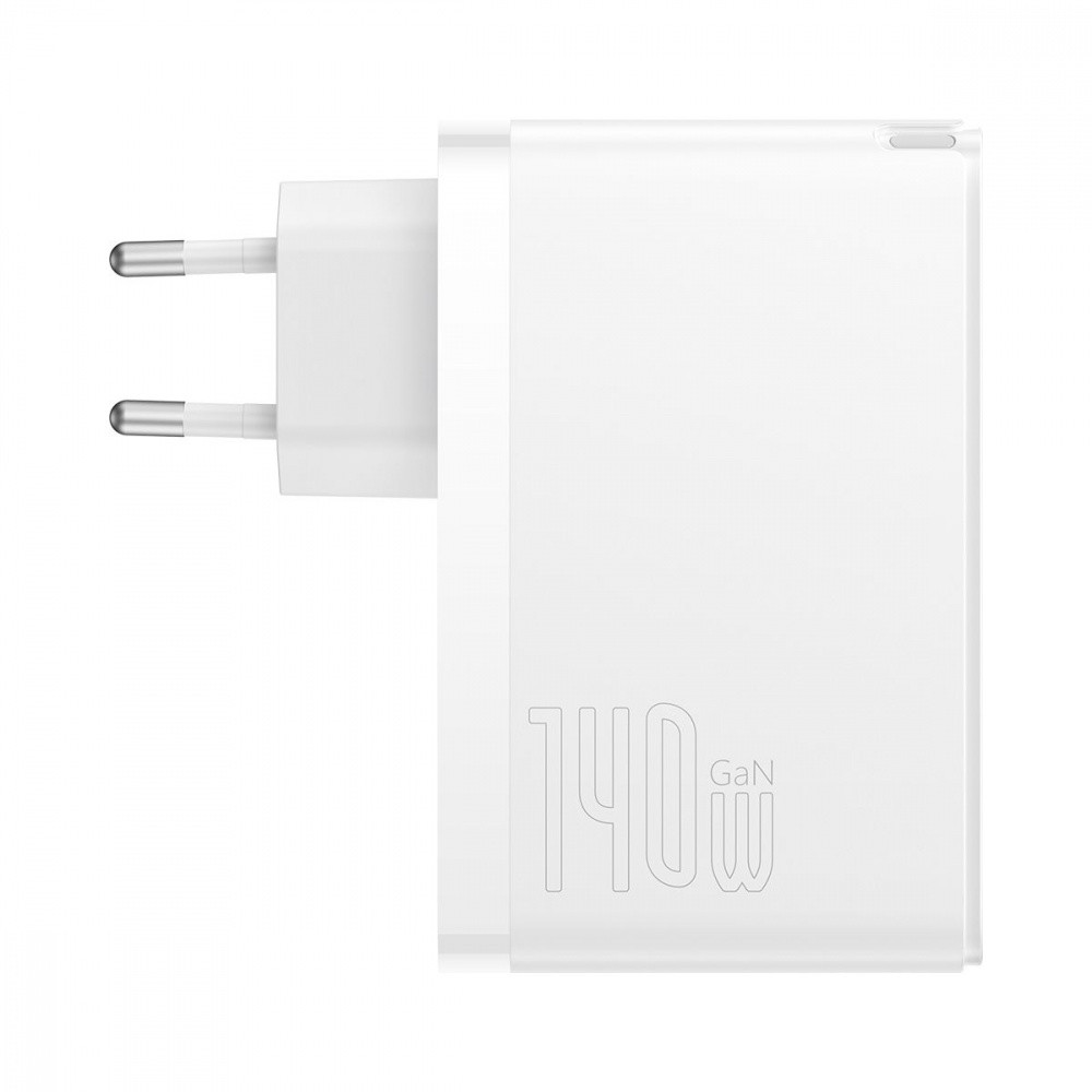 СЗУ Baseus GaN5 Pro 140W (2 x Type-C + USB) + Кабель Type-C + Type-C) white