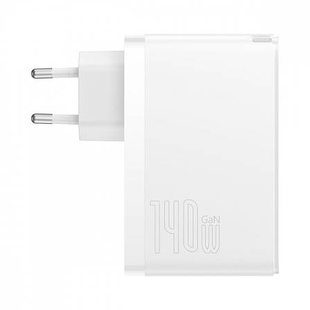 СЗУ Baseus GaN5 Pro 140W (2 x Type-C + USB) + Кабель Type-C + Type-C) white, фото 1