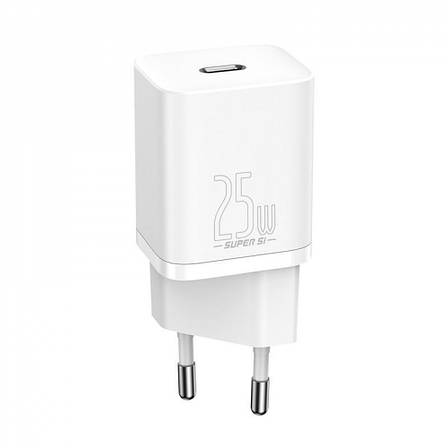 СЗУ Baseus Super Silicone PD Charger 25W (1Type-C) white, фото 1