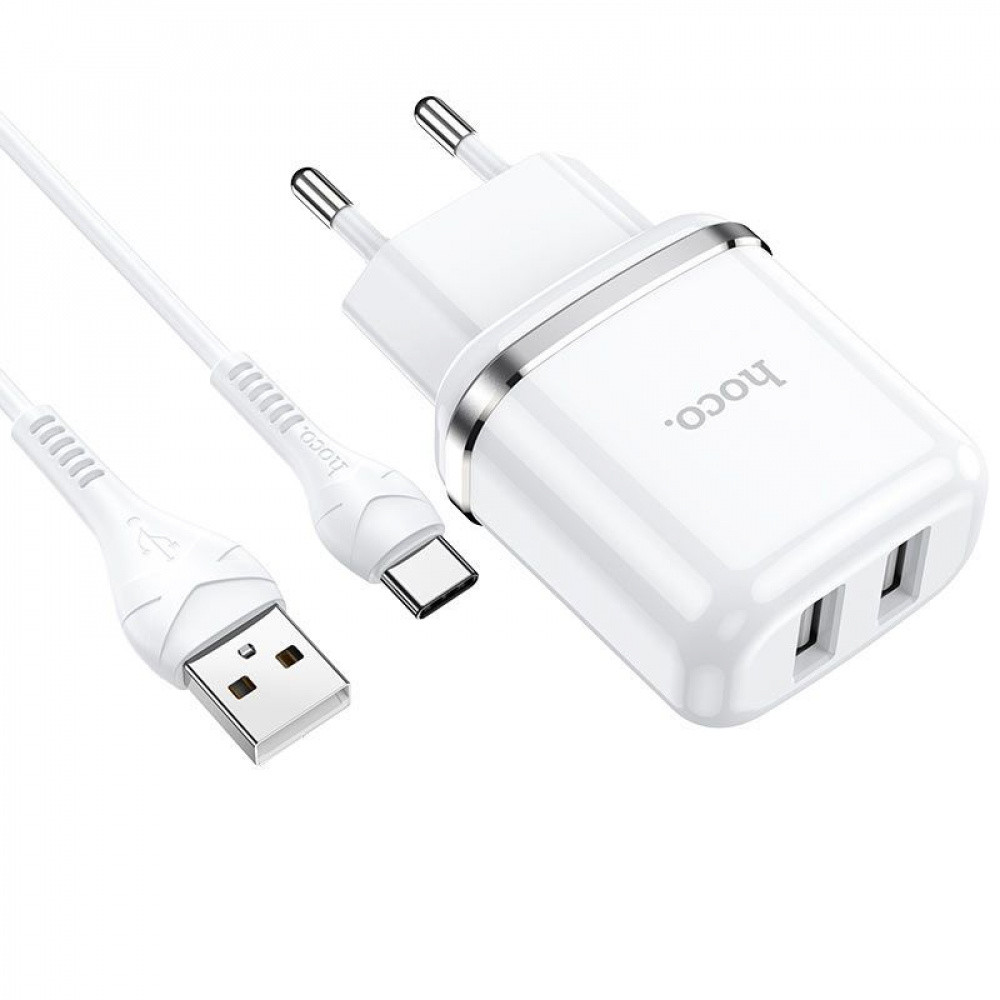 СЗУ Hoco N4 Aspiring + Cable (Type-C) 2.4A 2USB white