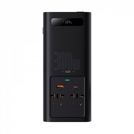 Автомобільний інвертор Baseus In-car Inverter 300 W (220V CN/EU) black, фото 1