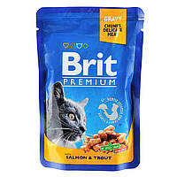 Корм вологий для котів Brit Premium Cat pouch з лососем і фореллю, 100 г