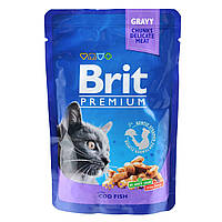 Корм вологий для котів Brit Premium Cat pouch з тріскою, 100 г