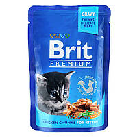 Корм вологий для кошенят Brit Premium Cat pouch Chicken Chunks for Kitten з куркою, 100 г