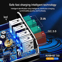 Мережевий USB зарядний пристрій для швидкого заряджання 4-портовий адаптер 48 Вт 3.0 USB, фото 2