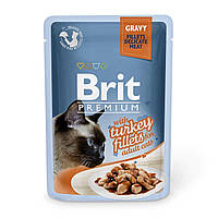 Корм вологий для котів Brit Premium Cat pouch Turkey Fillets in Gravy філе індички в соусі, 85 г