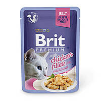 Корм вологий для котів Brit Premium Cat pouch Chicken Fillets in Jelly філе курки в желе, 85 г