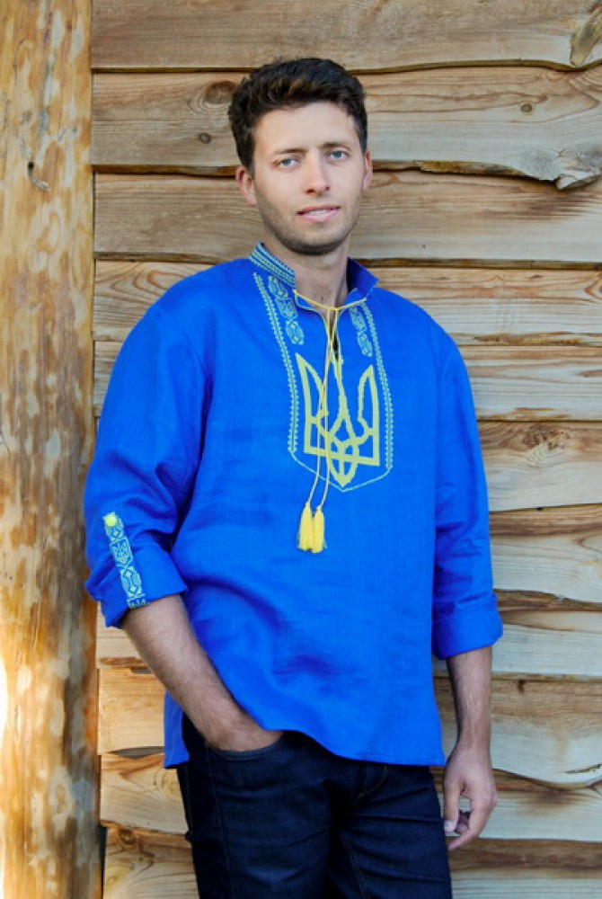 Вышиванка мужская с гербом Украины - фото 1 - id-p1885065590