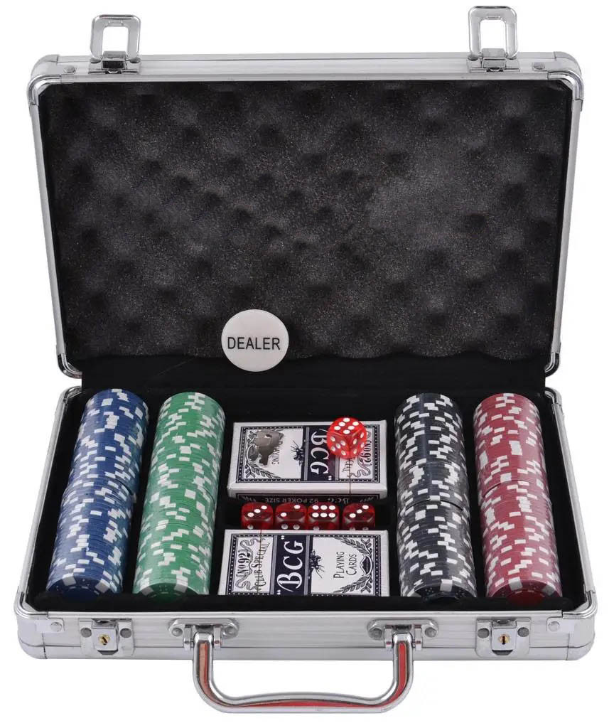 Набір для гри в покер в алюмінієвому кейсі на 200 фішок, фото 1