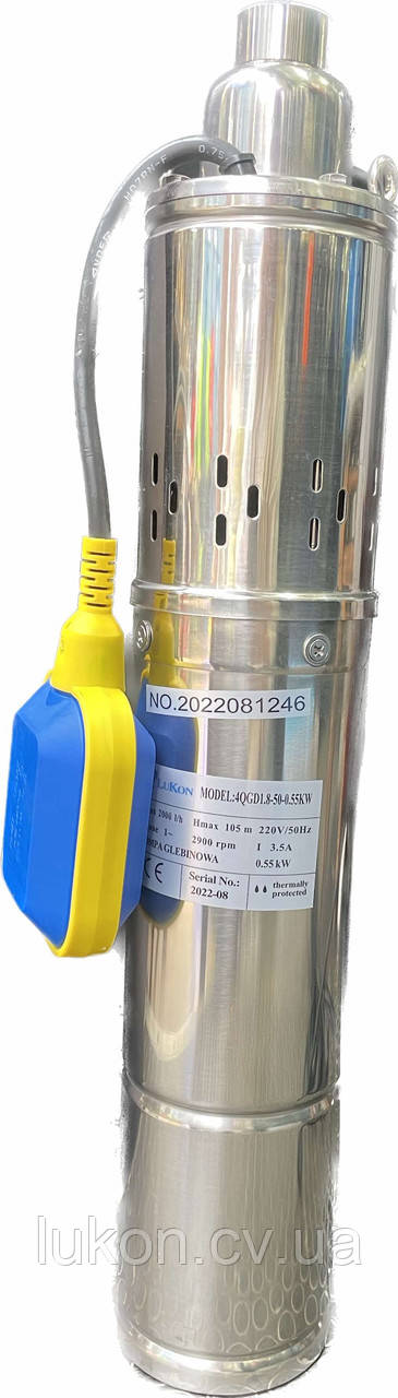 Глибокий насос шнековий LuKon QJD 1.8-50-0.55 з поплавцем