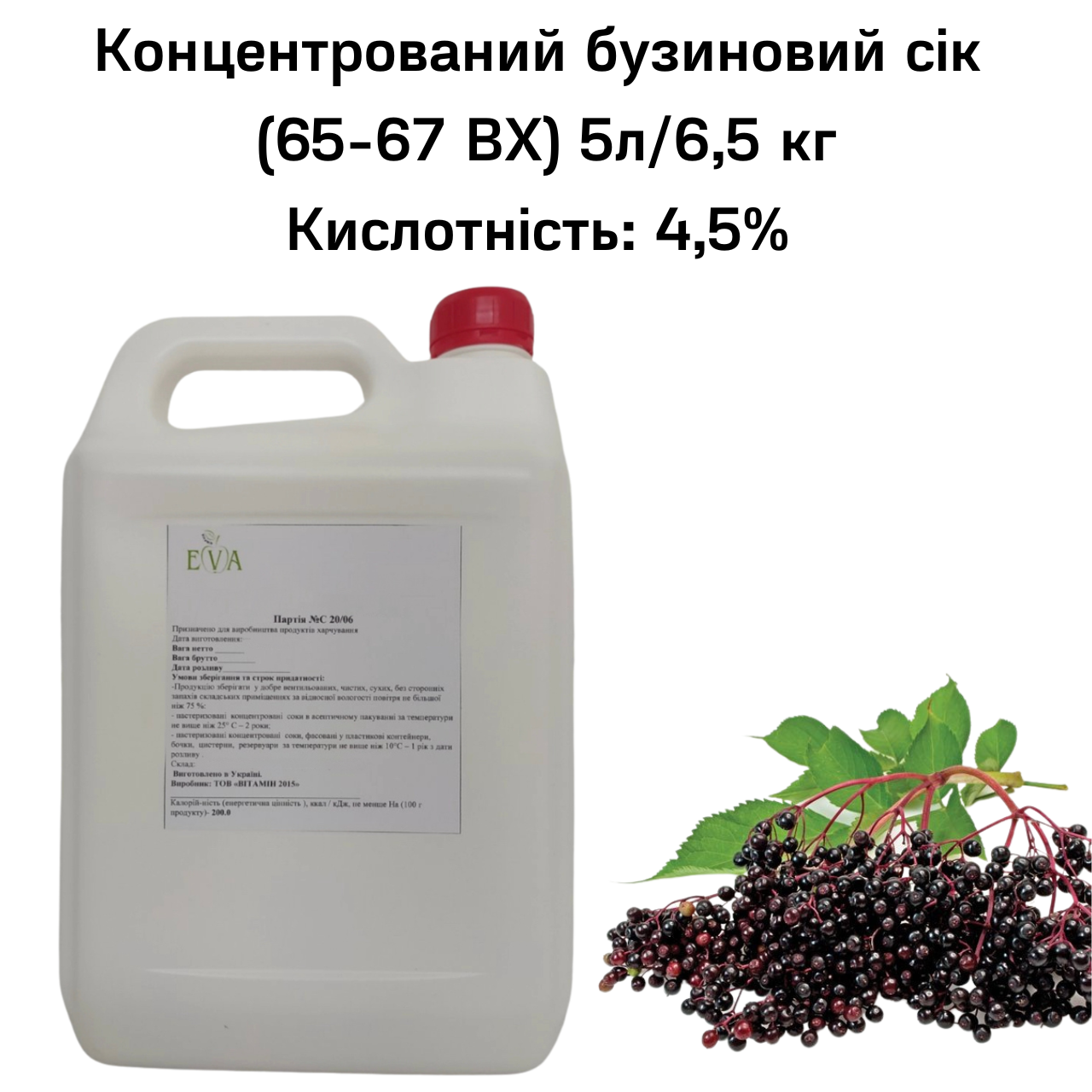 Концентрований бузиновий сік (65-67 ВХ) каністра 5л/6,5 кг