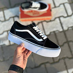 Жіночі кеди Vans old Skool Platform на платформі літні весна-літо низькі чорні замшеві . Живе фото, ванс олд скул, венси
