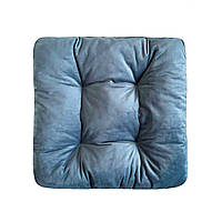 Подушка на стул, табуретку, кресло 35х35х8 велюровая голубая