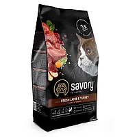 Сухой корм для кошек Savory Adult Gourmand Sensitive Fresh Lamb & Turkey 400 г Акция