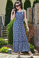 Платье женское натуральное стильное летнее синее из батиста