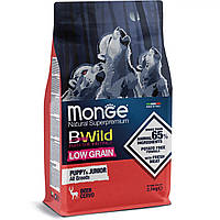 Monge Dog BWILD LOW GRAIN Puppy & Junior сухой корм для щенков всех пород, оленина 2.5КГ