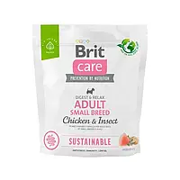 Brit Care Sustainable Adult Small Breed Chicken & Insect 1 кг сухой корм для собам мини пород