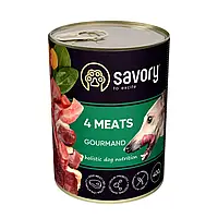 Savory Gourmand 4 Meats 400 г влажный корм для собак с птицей Сейвори