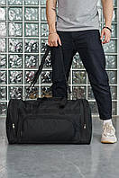 Якісна чоловіча чорна дорожня сумка, Дорожньо-спортивна зручна велика сумка