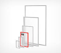 Пластикова рамка формату А4, червона, для рекламних стійок та інформаційних стендів