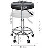 БАРНИЙ ТАБУРЕТ СТУЛ НА КОЛЕСИКАХ круглий Bonro B-493 чорний з регулюванням висоти для салону кухні бару, фото 10