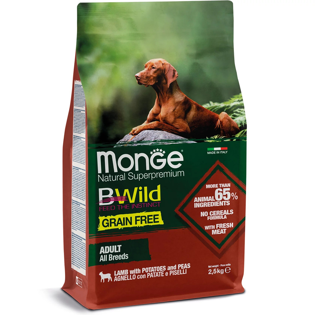 Monge Dog BWILD GR.FREE All breeds Adult сухий корм для собак усіх порід ягня 2.5КГ