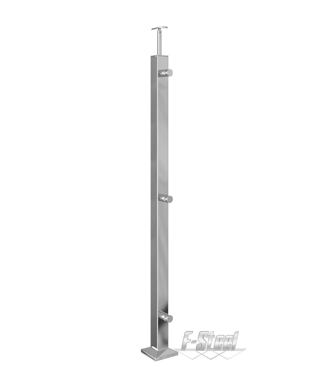 Стійка 40*40*1,5*900mm під трубу D:12mm під скло 8-10mm, полірована, фото 1