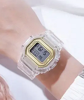 Прозорий електронний годинник вінтажний з підсвічуванням аналог Casio G Shock Золоті