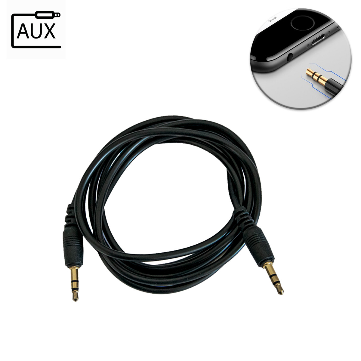 AUX кабель в машину 1.4м Чорний, подовжувач аукс Mini Jack 3.5мм - Mini Jack 3.5мм, провід аукс для авто