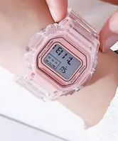 Прозрачные электронные часы винтажные с подсветкой аналог Casio G Shock Белые