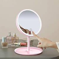 Зеркало для макияжа с Led подсветкой круглое белое Led makeup mirror