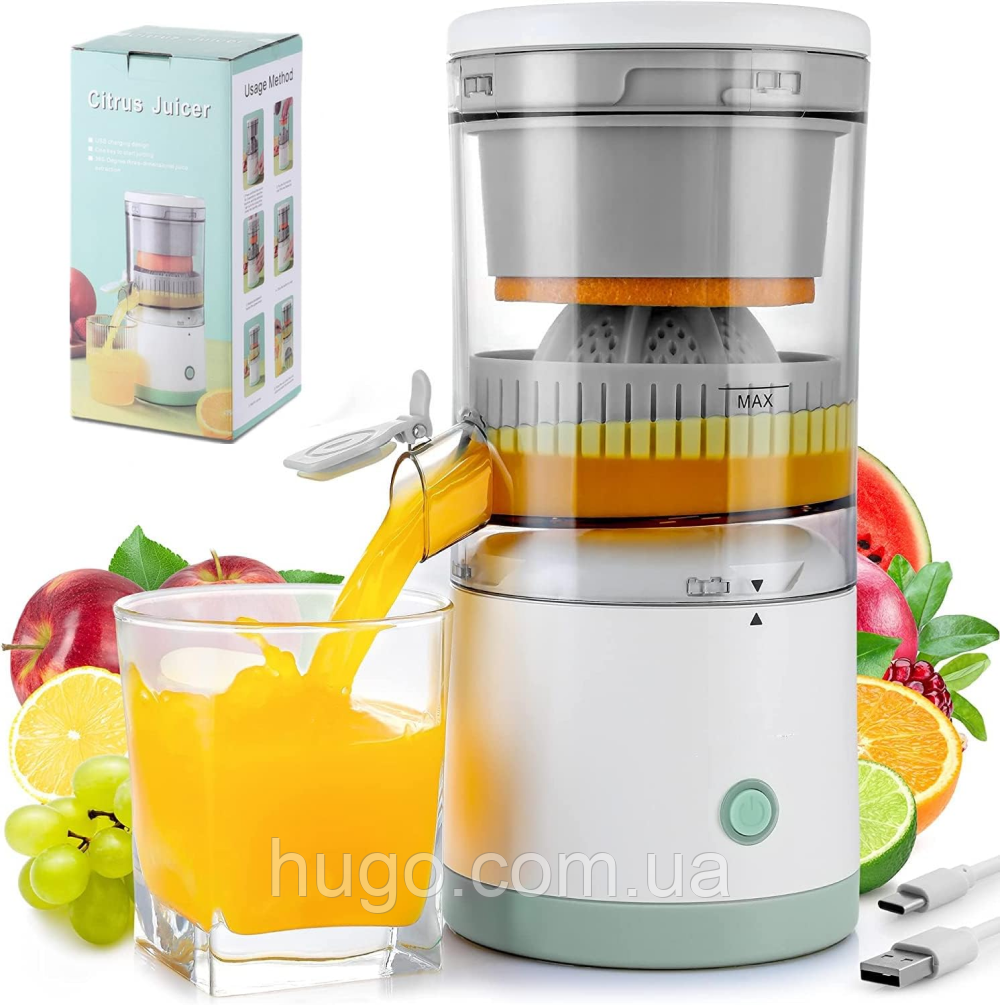 Соковижималка акумуляторна 500мл, від USB, LY-9, Біла / Ручна соковижималка для цитрусових, фото 1