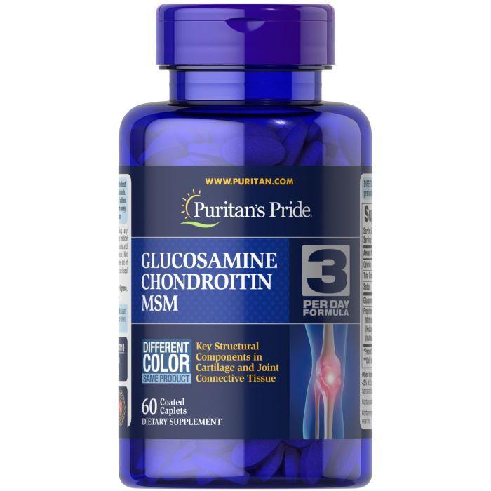 Глюкозамін хондроїтин МСМ - Puritan's Pride Glucosamine Chondroitin MSM / 60 caplets