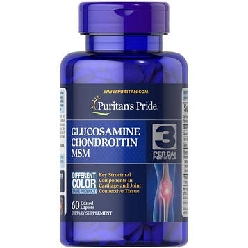 Глюкозамін хондроїтин МСМ  - Puritan's Pride Glucosamine Chondroitin MSM / 60 caplets