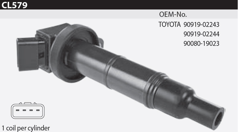 Котушка запалювання Tesla CL 579 для TOYOTA Avensis Verso 2,0 VVT-i двиг. 1AZ-FE, Camry 2,4 VVT-i двиг. 2AZ-FE, Camry Sedan 2,4