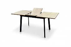 Стіл обідній розкладний на металевих ніжках Етна 120 Мікс меблі, колір чорний + стільниця натуральний колір, фото 2