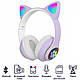 Дитячі Бездротові навушники LED з котячими вушками CAT STN-28 LX-553 Фіолетові (WS), фото 7