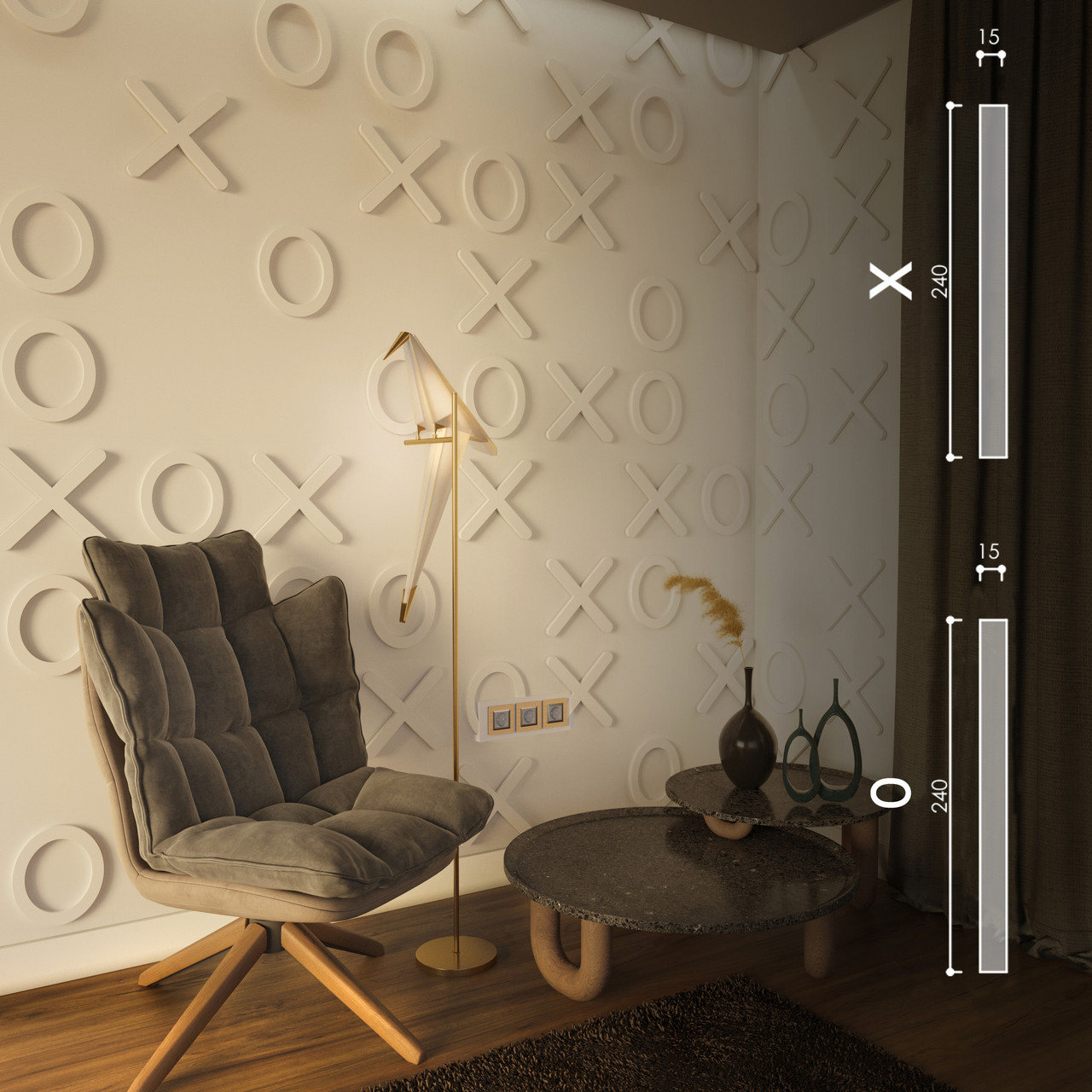 3D панель "Хрестики-Нулики" 233х15 мм., фото 1