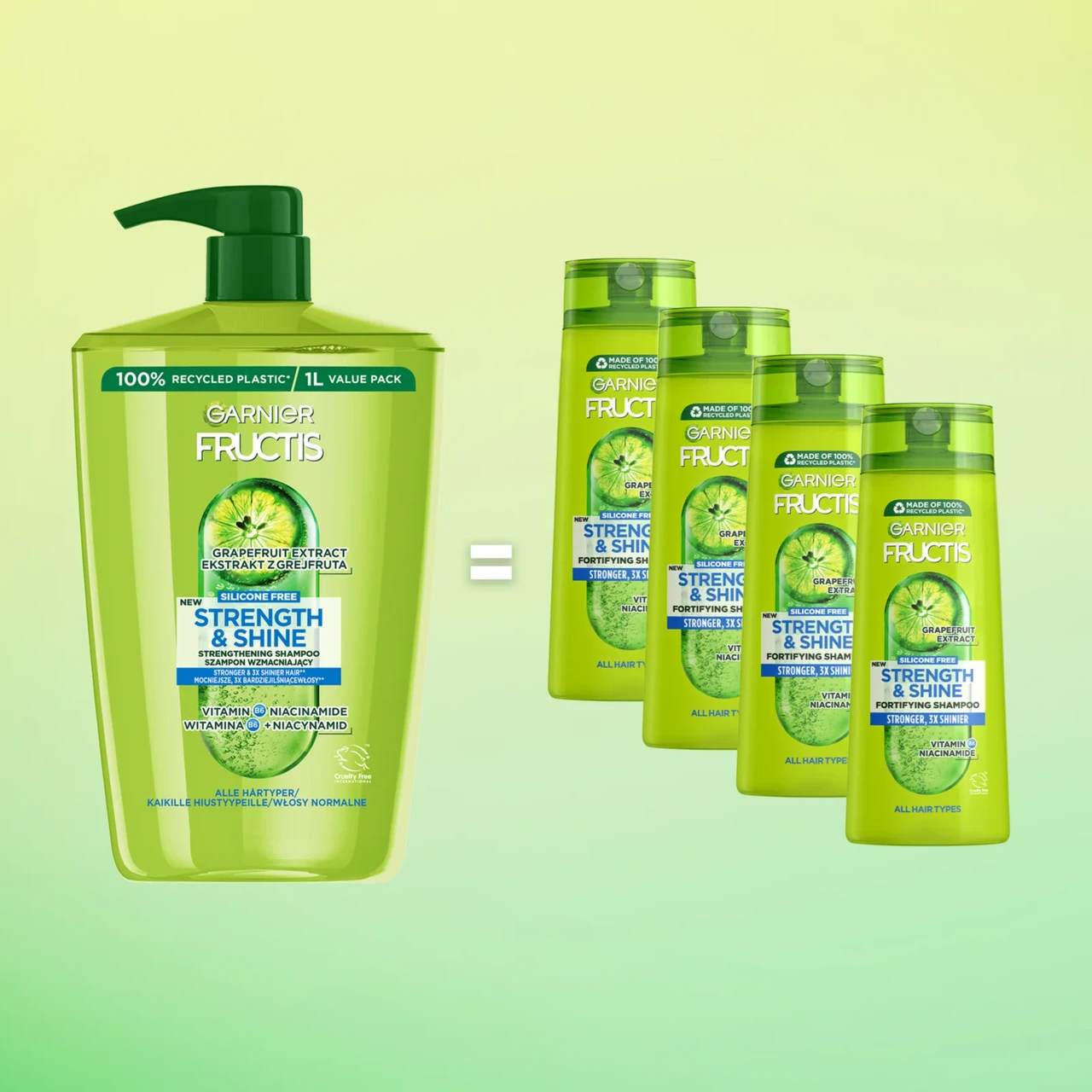 Garnier Fructis Strength & Shine укрепляющий шампунь для всех типов волос 1 л - фото 4 - id-p1885284026