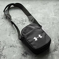 Мужская спортивная барсетка UNDER ARMOUR Black чорная текстильная Месиджер через плечо Андер Армор