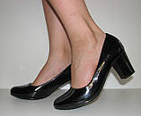 Чорні туфлі жіночі екошкіра на стійкому підборі розмір 36, фото 3