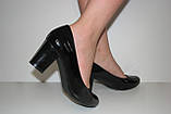 Чорні туфлі жіночі екошкіра на стійкому підборі розмір 36, фото 4