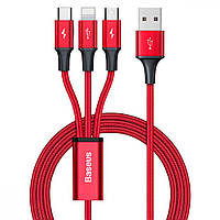 USB Baseus Rapid 3-in-1 USB to Micro / Lightning / Type-C 3.5A 1.2m CAJS0000 Цвет Красный, 09