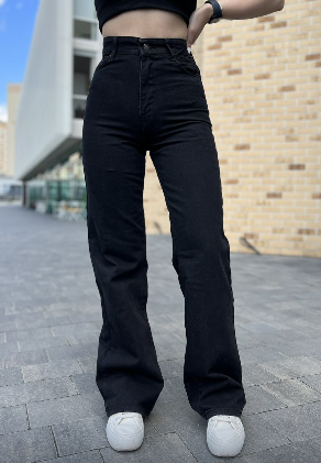 Стильні широкі джинси до низу палаццо в чорному кольорі розміри  26,27,28,29,30.