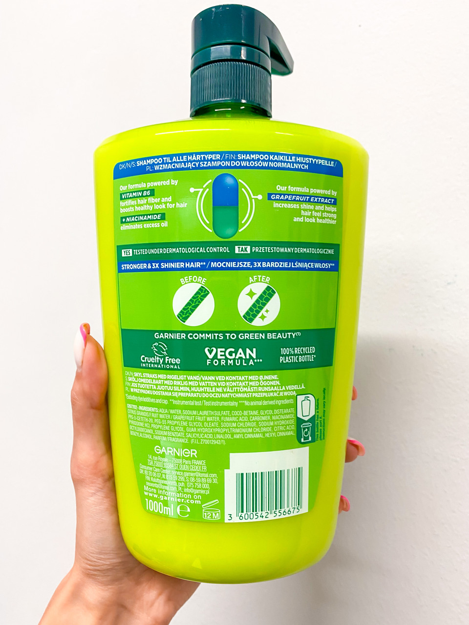 Garnier Fructis Strength & Shine укрепляющий шампунь для всех типов волос 1 л - фото 2 - id-p1885284026