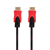 Cable HDMI- HDMI 1.4V 1.5m (Тканевый провод) Цвет Чёрно-Красный